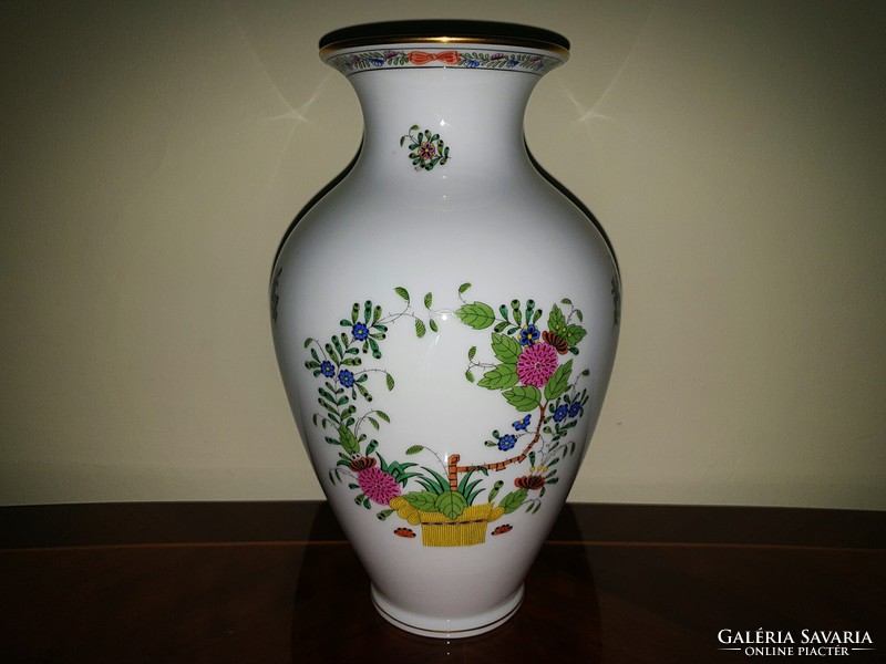 Colorful Indian basket pattern vase from Herend