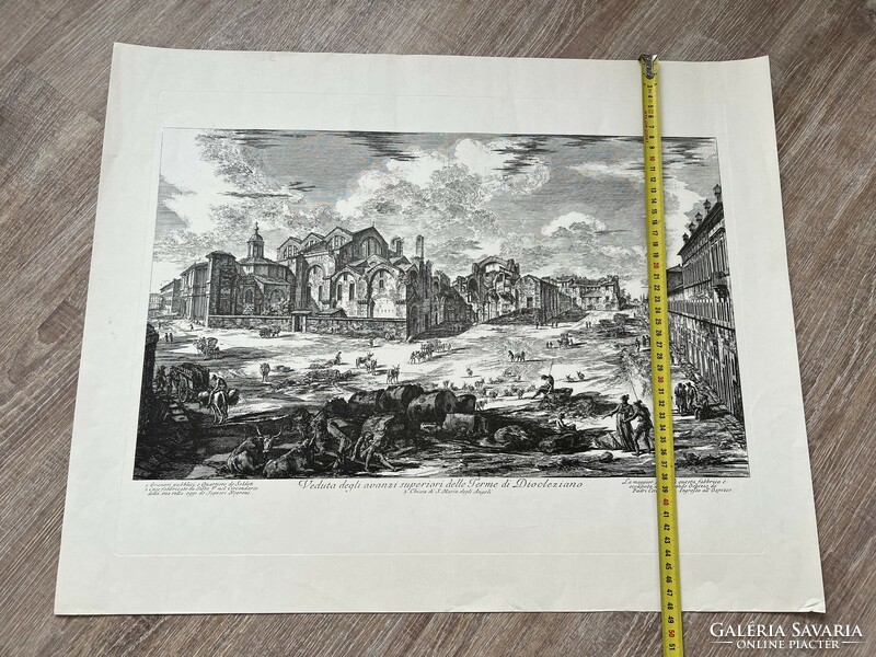 Caval poranesi f. Print etching veduta delgi superiori delle terme di diocleziano