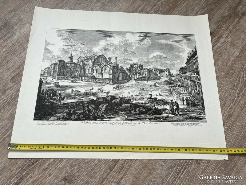 Caval poranesi f. Print etching veduta delgi superiori delle terme di diocleziano