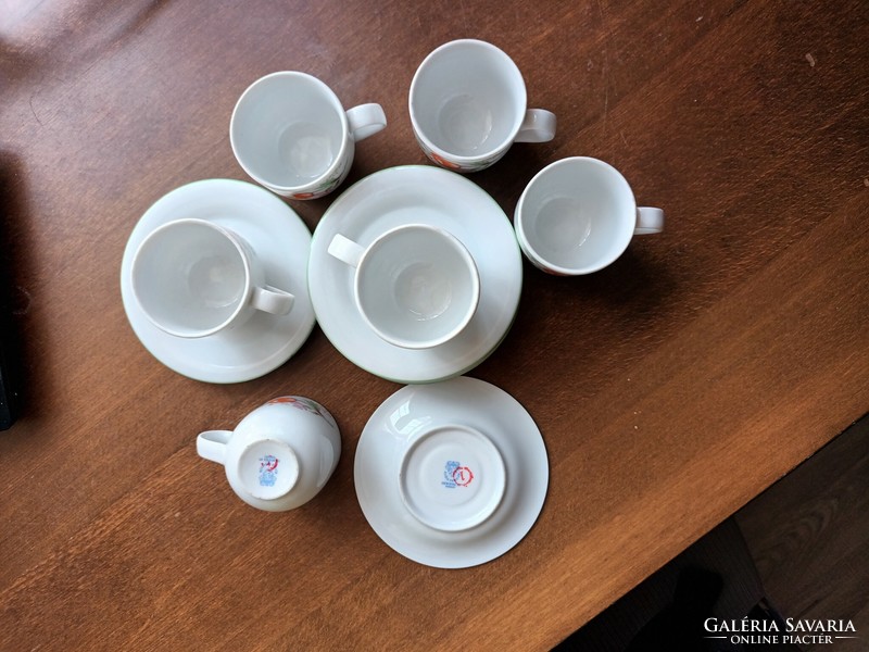 Alföld edénygyár pipacsos porcelán kávés készlet