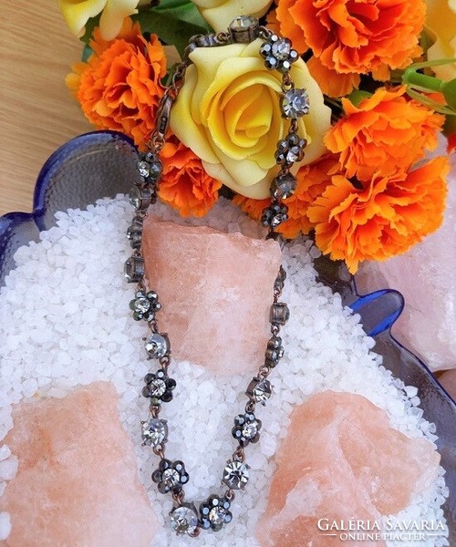 ÉKSZERVÁSÁR! 76.Tétel - romantikus bronz nyaklánc csillogó kristálygyöngyökkel