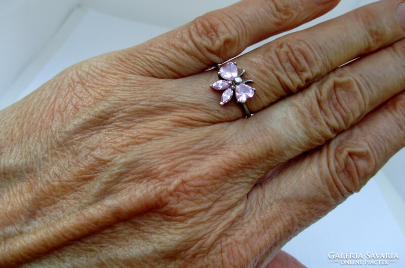 Szép régi magyar pillangós köves kislány ezüst gyűrű