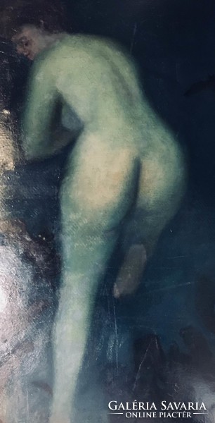 Báró Nyáry Albert :Női hátakt állatokkal,71 x 56 cm , olaj -karton