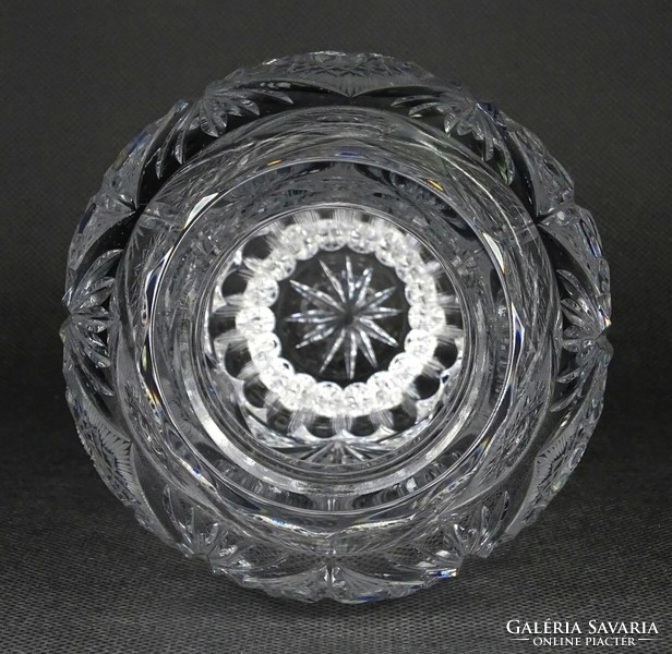 1N303 Vastagfalú gyönyörű kristály váza 20.5 cm