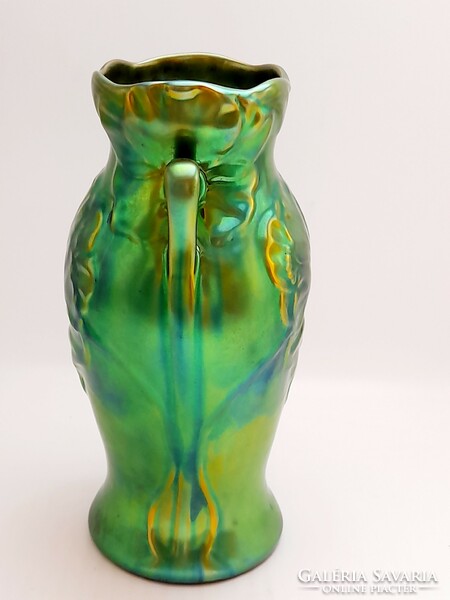Zsolnay large poppy eosin vase, 22.5 cm