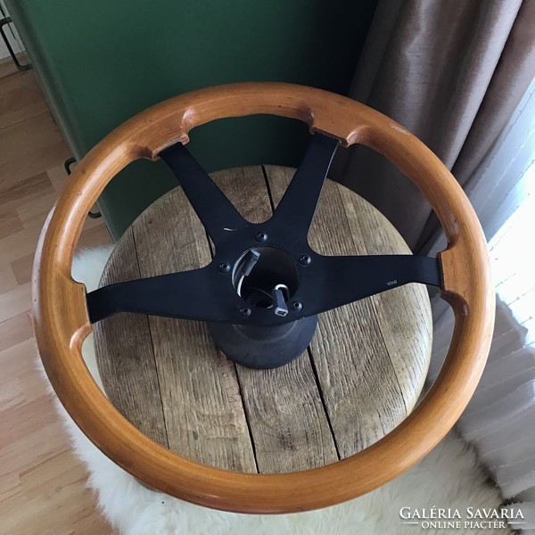 Old Italian BWA marked car steering wheel made of wood