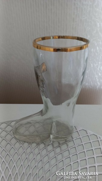 Glass boot-shaped beer mug