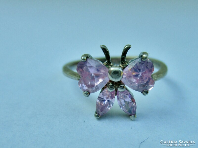 Beautiful old Hungarian butterfly stone little girl's silver ring