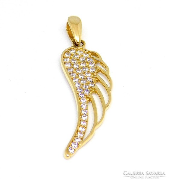 Stoned gold angel wing pendant (zal-au117512)