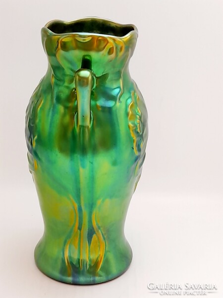 Zsolnay nagyméretű pipacsos eozin váza, 22,5 cm