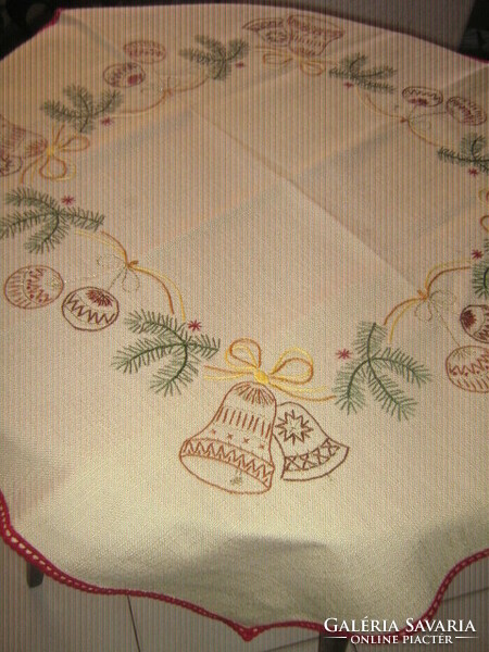 Beautiful hand-embroidered Christmas woven tablecloth