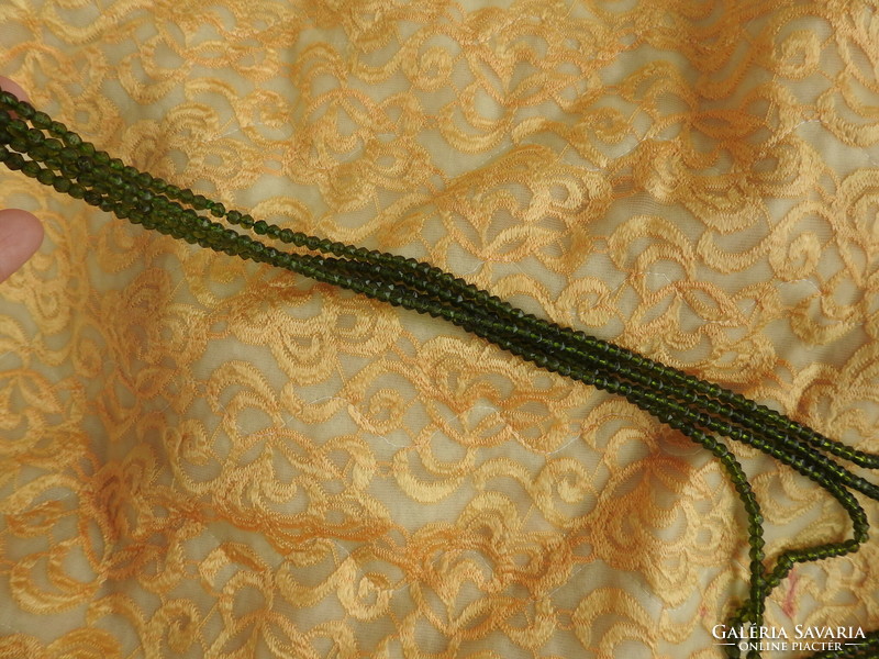 Vintage méregzöld üveg gyöngysor nyaklánc - gyöngysor nyakék