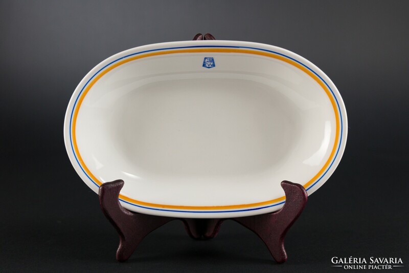 Alföldi porcelain oval bowl, retro, csmvv, yellow striped, 3 pieces.
