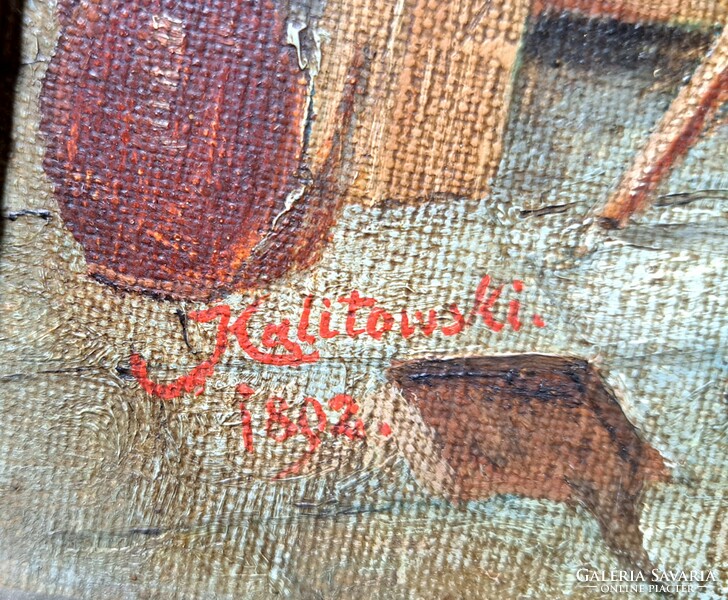 200 éves olajfestmény! lengyel művész? Kalitowski 1802 - életkép
