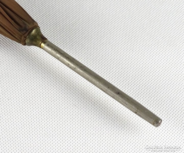 1G794 old silver handle brown umbrella walking stick 75.5 Cm