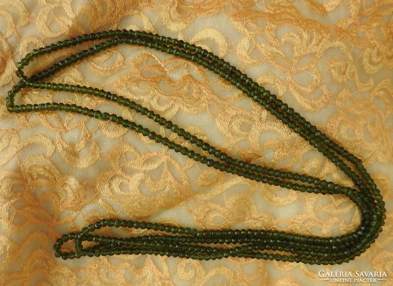Vintage méregzöld üveg gyöngysor nyaklánc - gyöngysor nyakék