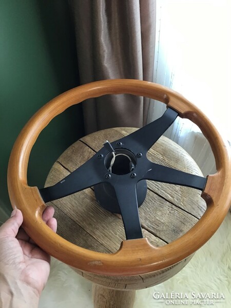 Old Italian BWA marked car steering wheel made of wood