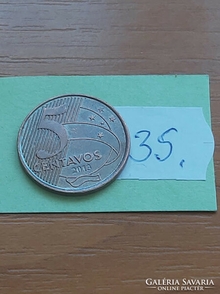 Brazil brasil 5 centavos 2013 copper plated steel 35.