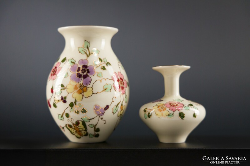 Zsolnay porcelain butterfly vases, 2 pieces.