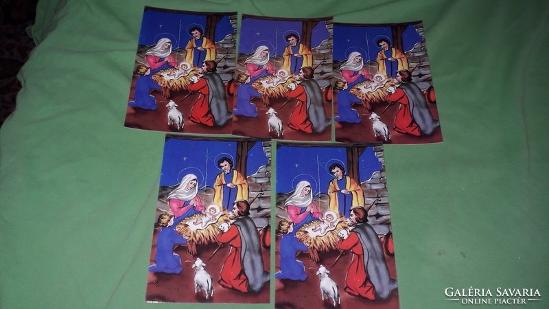 Retro színes keresztény postatiszta karácsonyi képeslapapok 5 db EGYBEN a képek szerint  4.