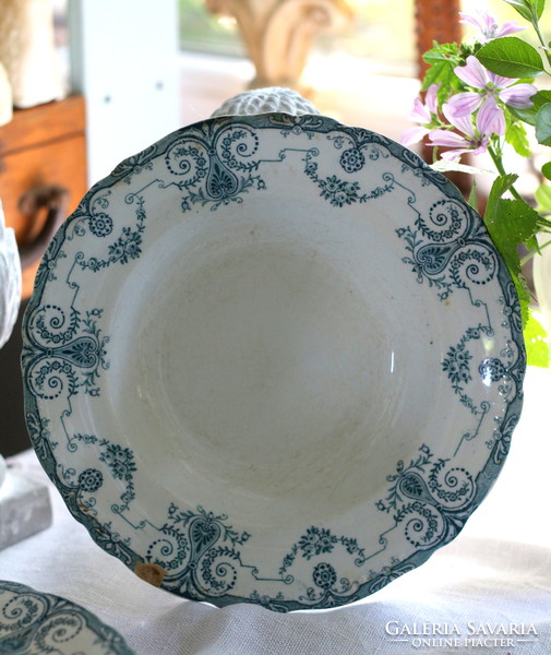 Antik angol fajansz mély tányérok, ACME England, empire dekor, sérültek, egyben eladók