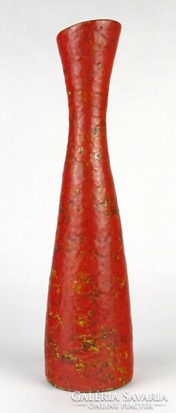 1N145 mid century orange glazed ceramic decorative vase 31.5 Cm