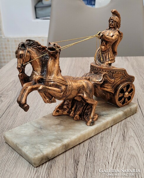 Roman chariot. Copper marble base.