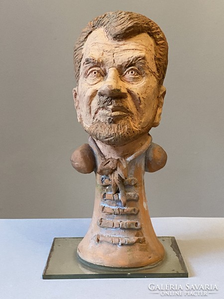 Balázs Horváth, politician, public figure, caricature-like portrait ceramic sculpture