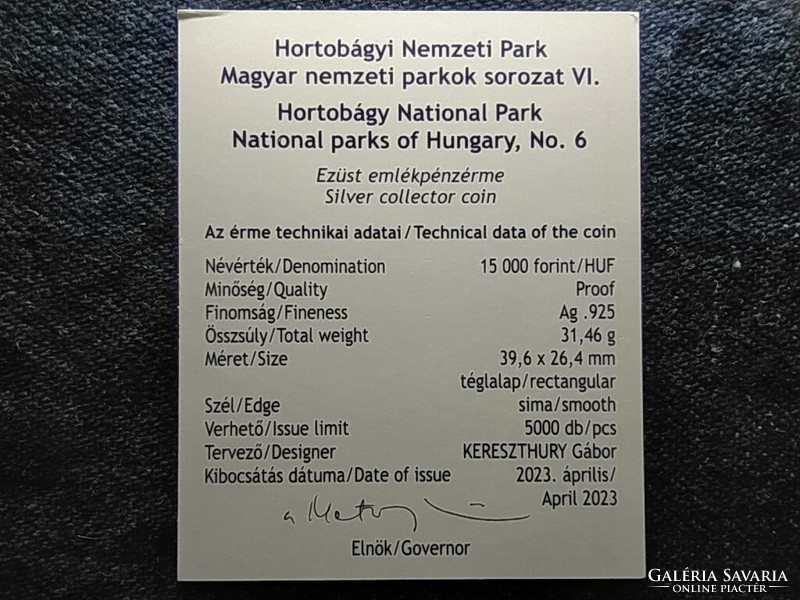 Hortobágy National Park .925 Silver HUF 15,000 2023 certificate (id78044)