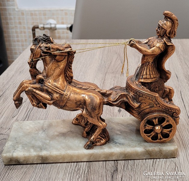Roman chariot. Copper marble base.