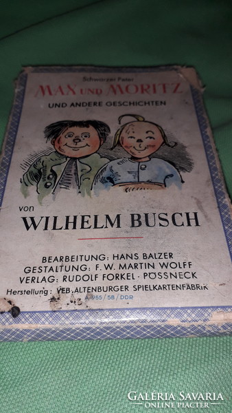 Antik WILHELM BUSCH - MAX és MÓRIC fekete Péter játékkártya ritkaság a képek szerint