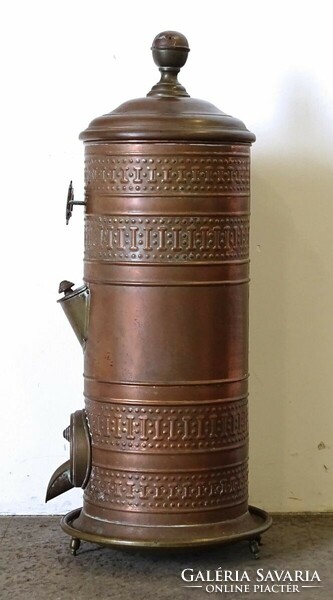 1N327 antique sheet metal industry large copper coffee storage dispenser 98 cm