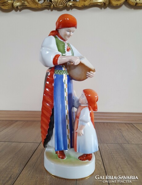 Rarely painted antique Zsolnay bread slicer figure
