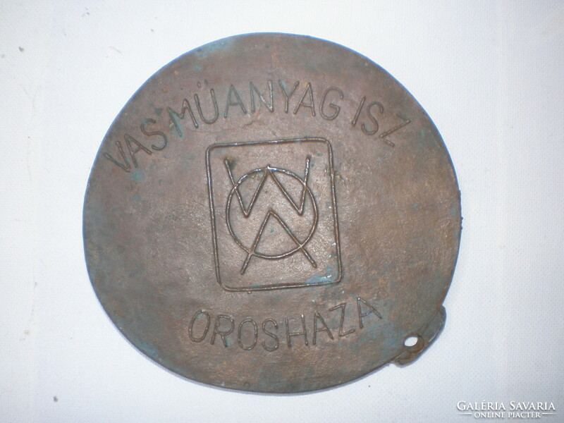 OROSHÁZA   .V -M .     E H  Plakett , Bronz,  ! 824 gramm ! ! ! . 12 cm Átmérő .