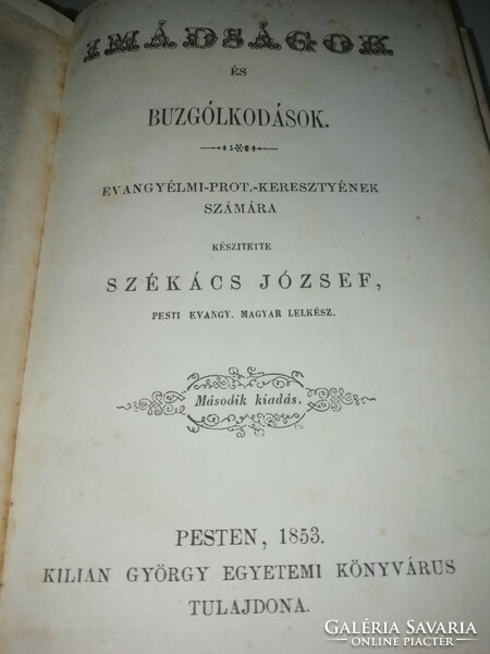 Prayers and Zeals 1853 ii edition József Széács