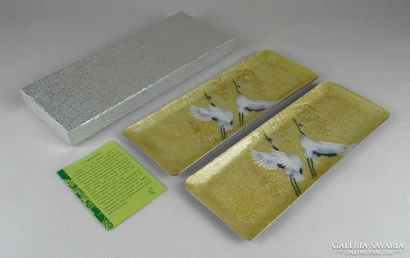 1N117 bird shippo yaki Japanese cloisonne enamel bowl in a pair of gift boxes