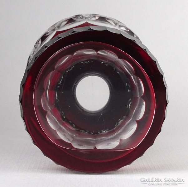 1N335 Régi bordó üveg pohár 16.5 cm