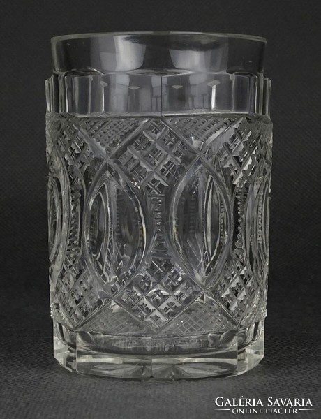 1N336 Antik monogramos üveg pohár keresztelő üveg pohár 10 cm