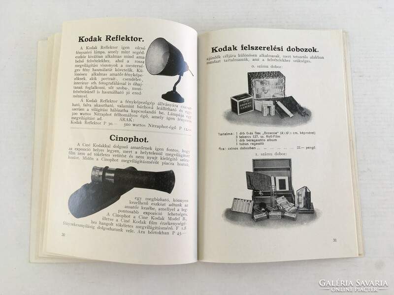 Kodak (fényképezőgépek, tartozékok stb) termékismertető prospektus, illusztrált katalógus 1929.