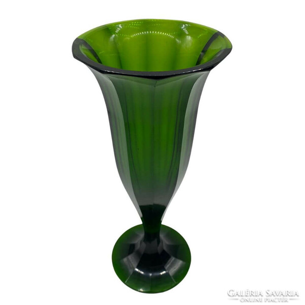 Moser-Bohemian zöld üveg váza - M1420
