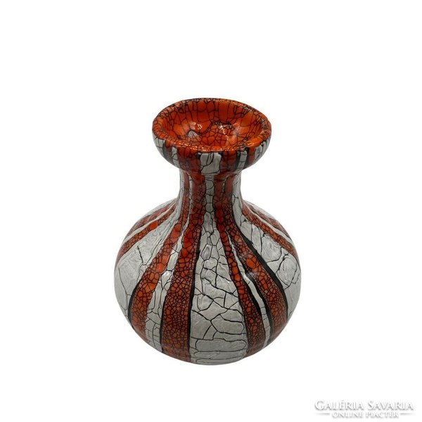 Gorka cracked orange-white vase - m1411