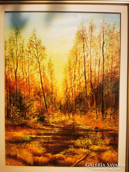 Autumn landscape, oil painting