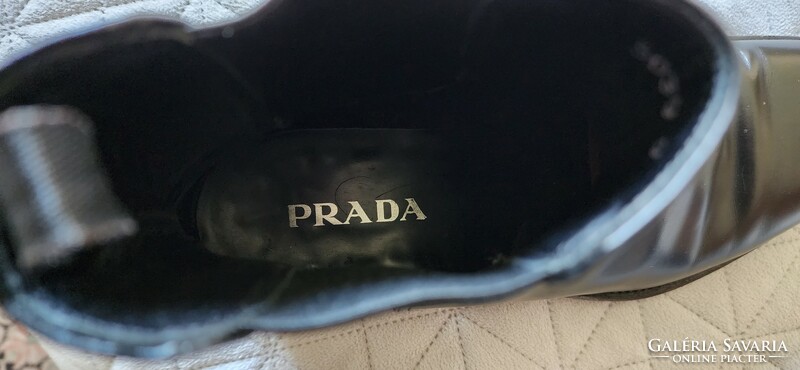 Prada numbered luxury black leather sole also men's shoes ankle boots m : 9/ 43