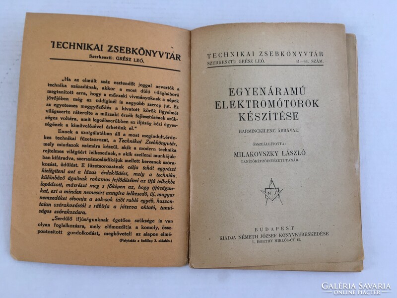 Milakovszky László: Egyenáramú elektromótorok készítése, Technikai Zsebkönyvtár, 41-44. szám