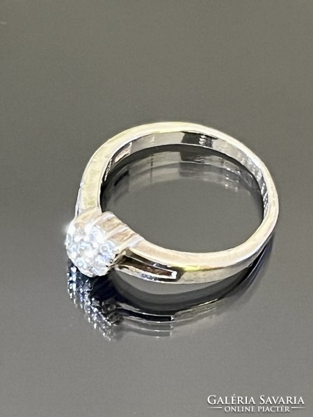 Dazzling silver ring adorned with zirconia stones