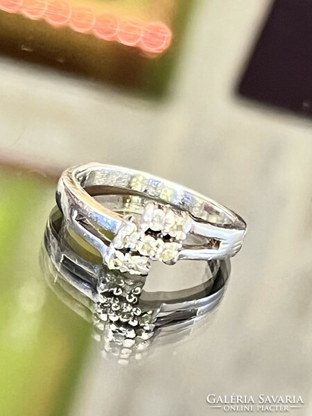 Dazzling silver ring adorned with zirconia stones