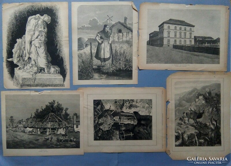 12 original woodcuts 1880, country-world Karlovszky, etc.