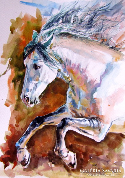 Running horse ii - watercolor painting / running horse ii - watercolor painting