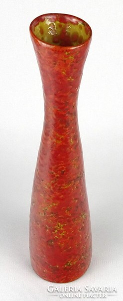 1N145 mid century orange glazed ceramic decorative vase 31.5 Cm