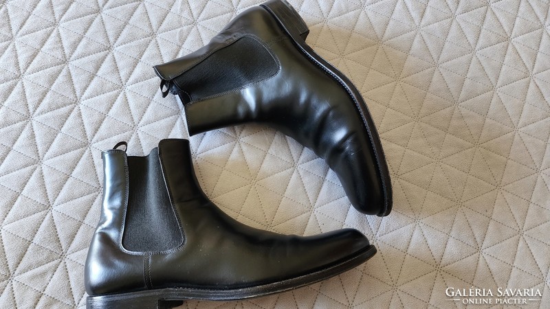 Prada numbered luxury black leather sole also men's shoes ankle boots m : 9/ 43